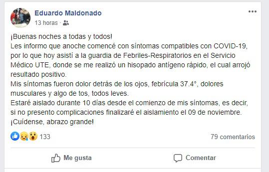 Eduardo Maldonado con COVID