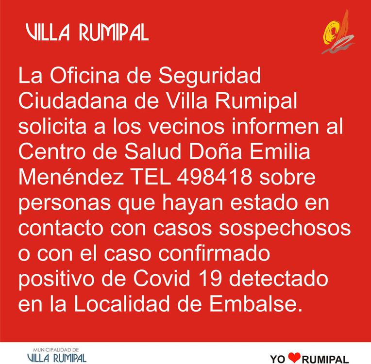 municipalidad villa rumipal covid embalse