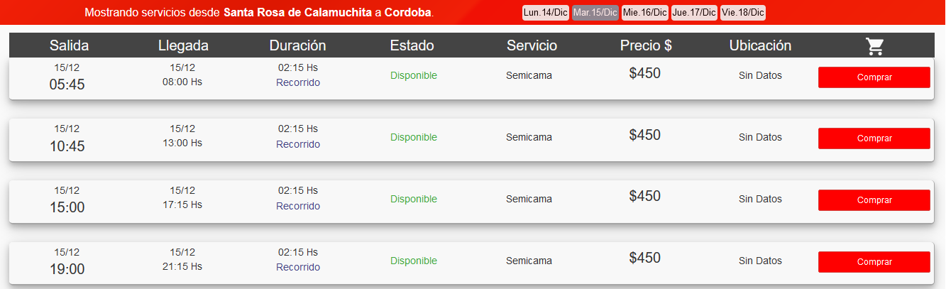 buses lep viaje santa rosa - cordoba