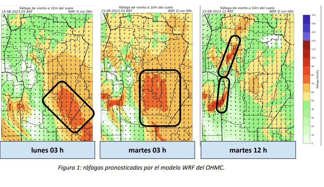 Alerta por vientos en Calamuchita