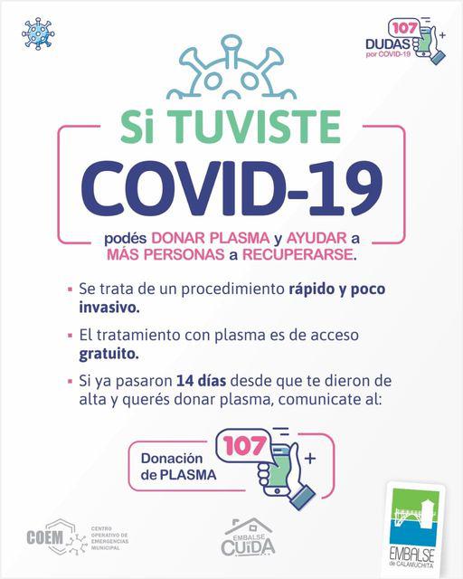 donacion de plasma en embalse