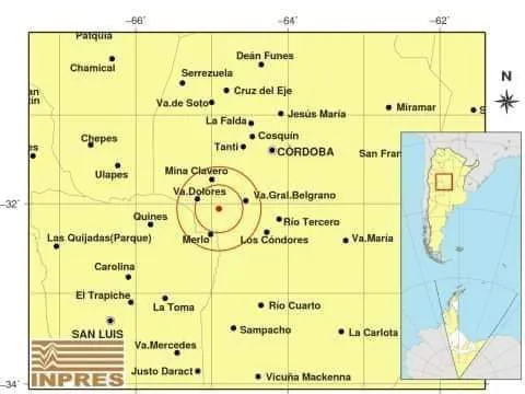 Temblor en Calamuchita