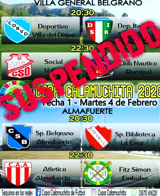 COPA CALAMUCHITA SUSPENDIDA