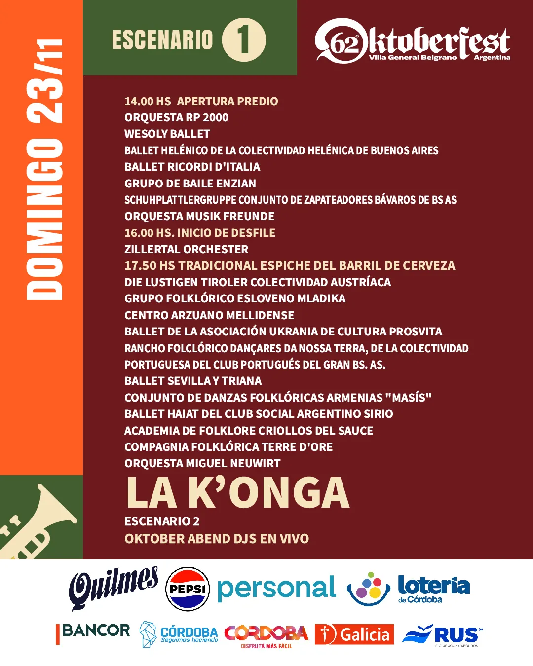 GRILLA -Oktoberfest 2025- ESCENARIO 1 dia domingo