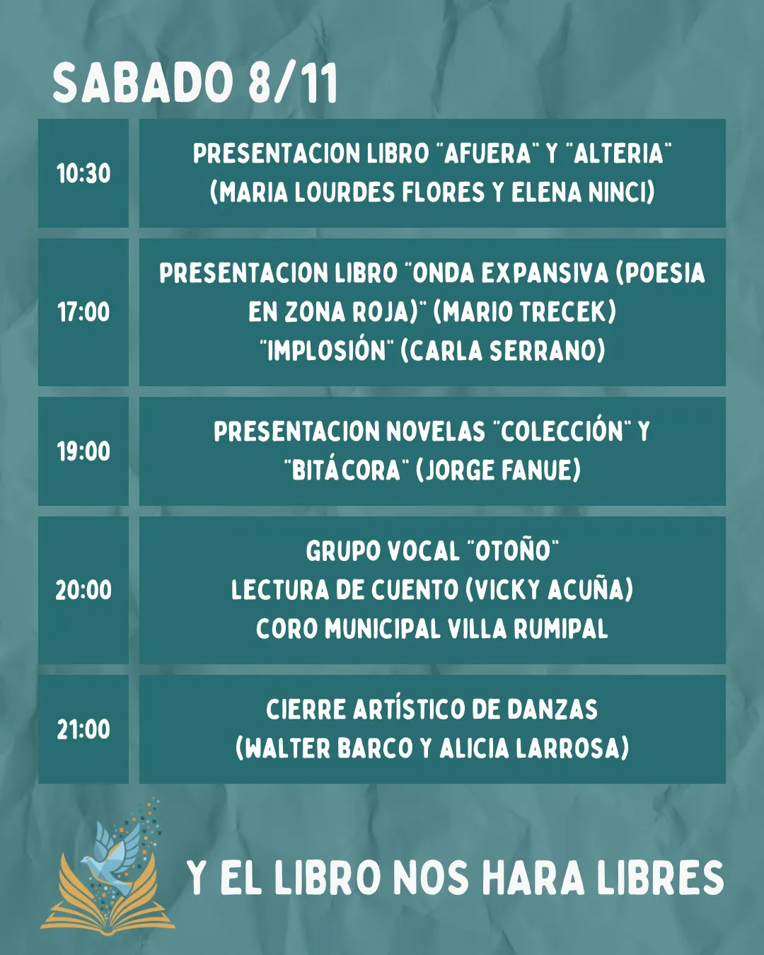 feria del libro Villa Rumipal 2025 sabado