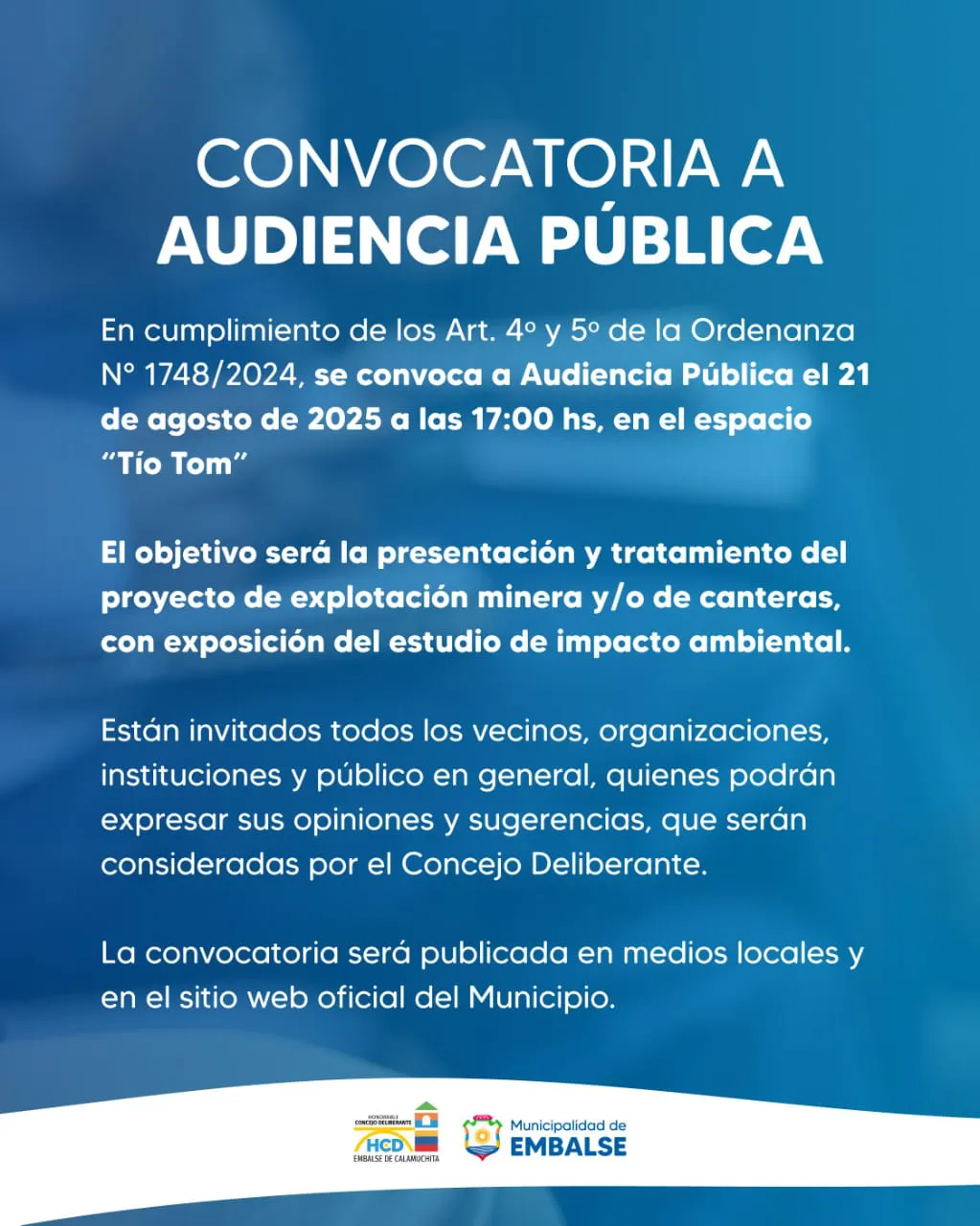 audiencia pública minería embalse