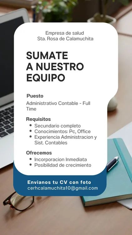 Busqueda de trabajo Santa Rosa de Calamuchita octubre 2025 administrativa contable