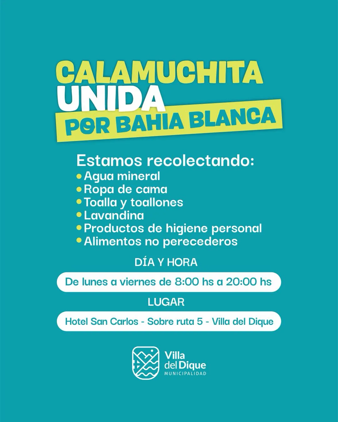 CALAMUCHITA UNIDA POR BAHIA BLANCA