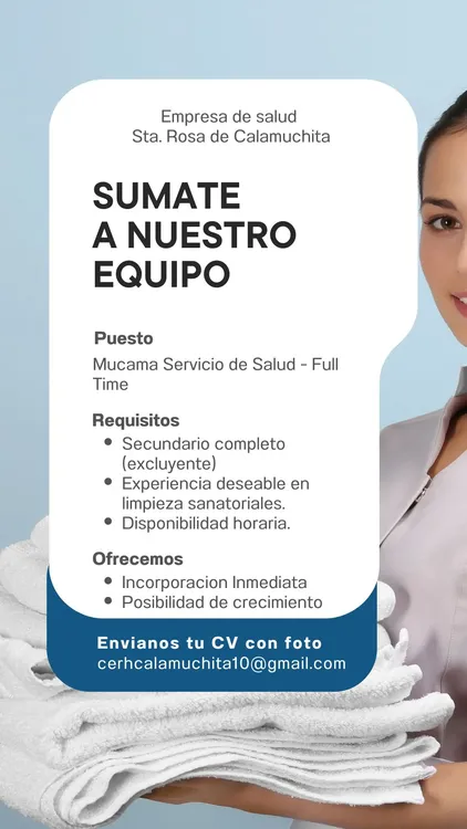 Busqueda de trabajo Santa Rosa de Calamuchita octubre 2025 mucama