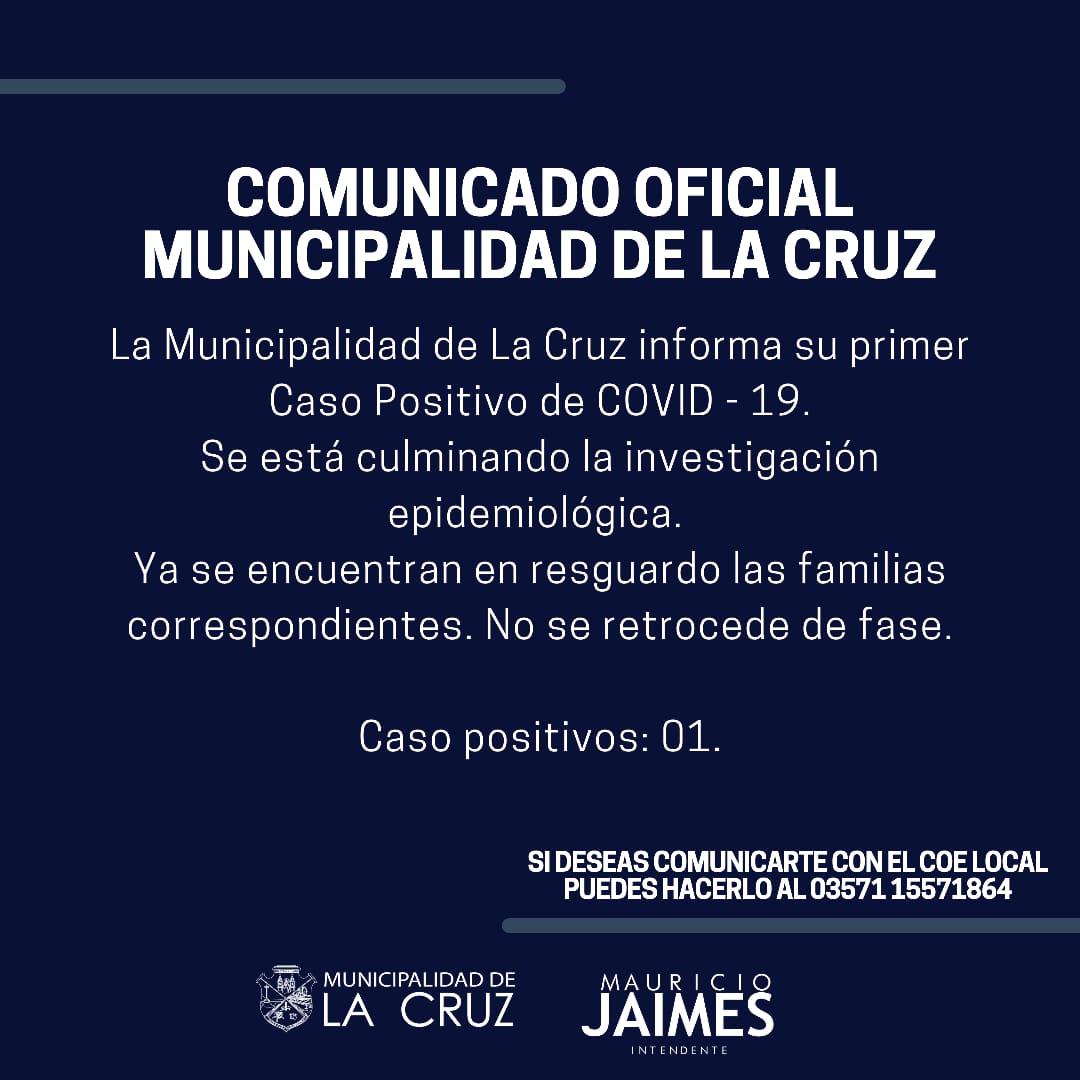 primer caso de covid de la cruz