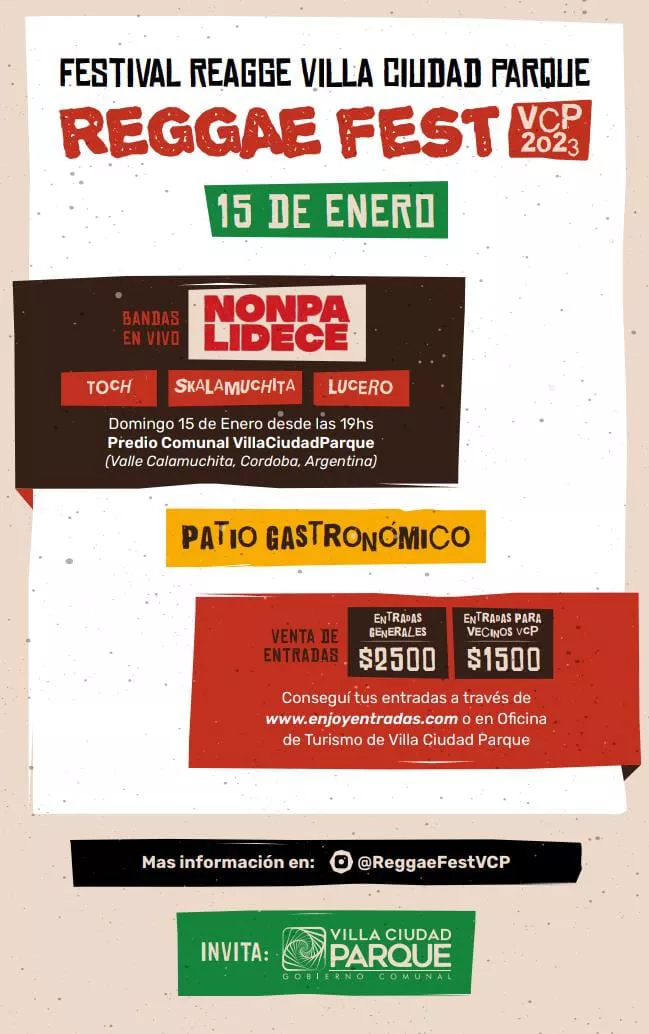 Villa Ciudad Parque realizará la primera edición de la "Reggaefest VCP"
