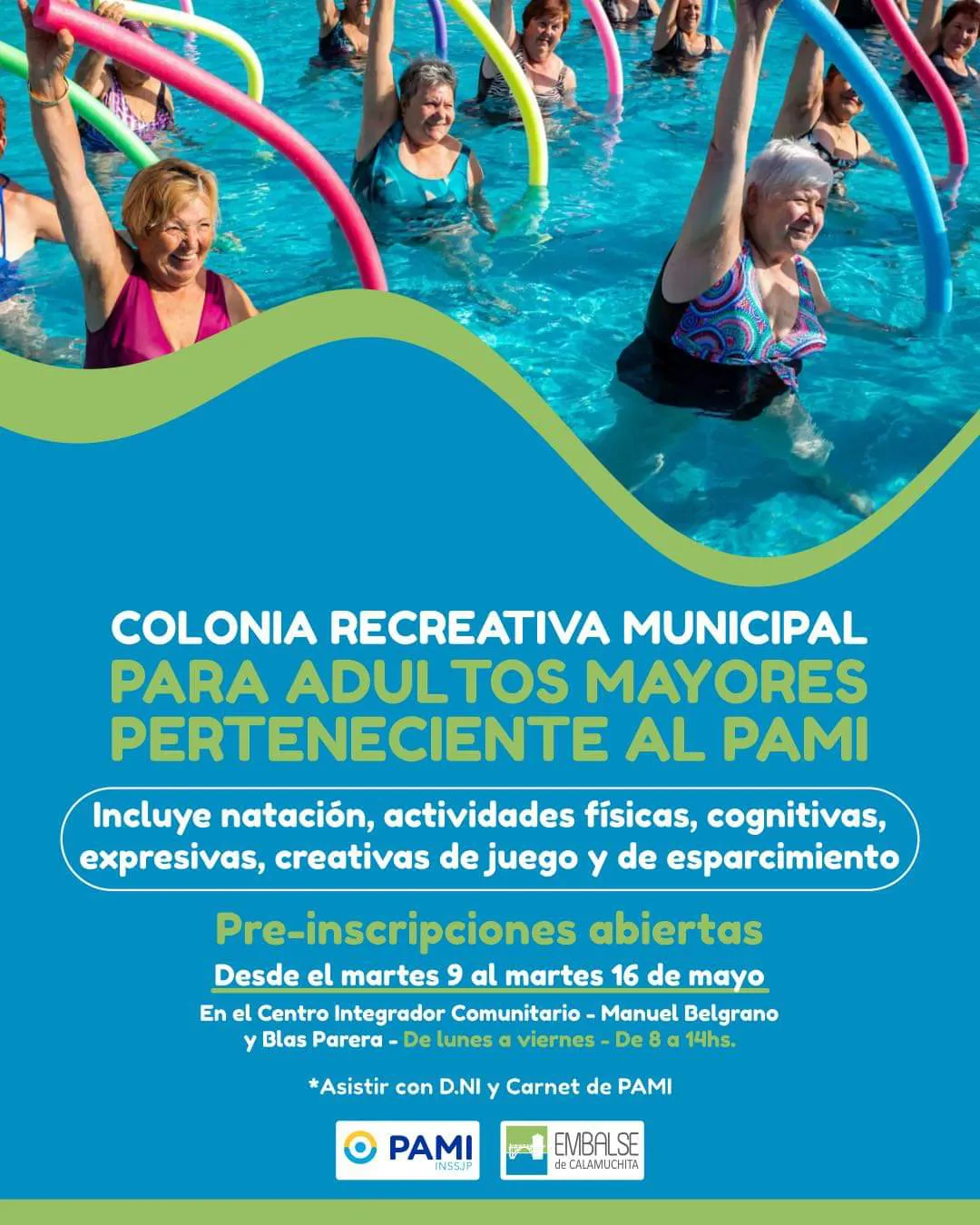 Embalse: se encuentran abiertas las pre-inscripciones para la Colonia Recreativa Municipal de adultos mayores 