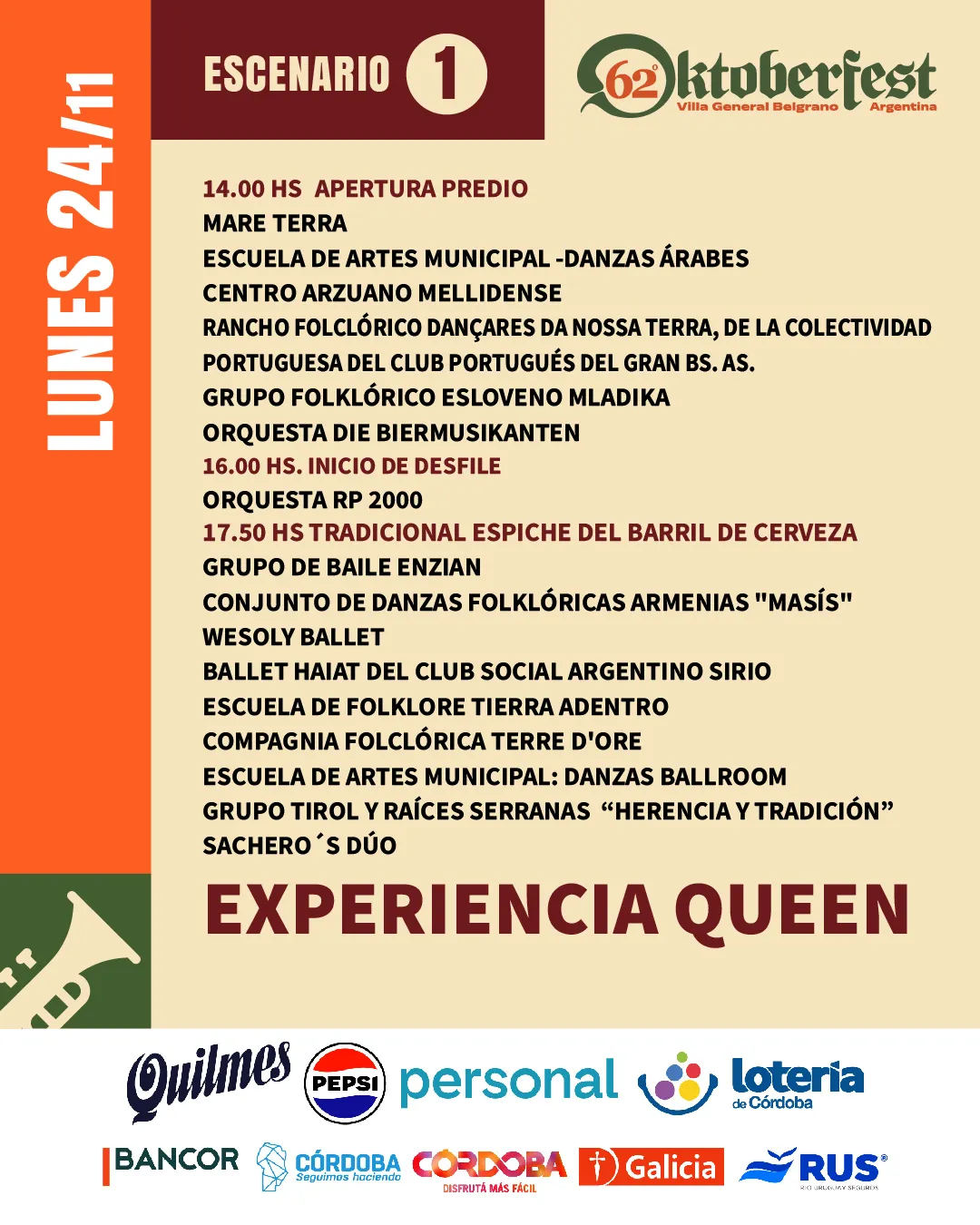 GRILLA -Oktoberfest 2025- ESCENARIO 1 dia lunes